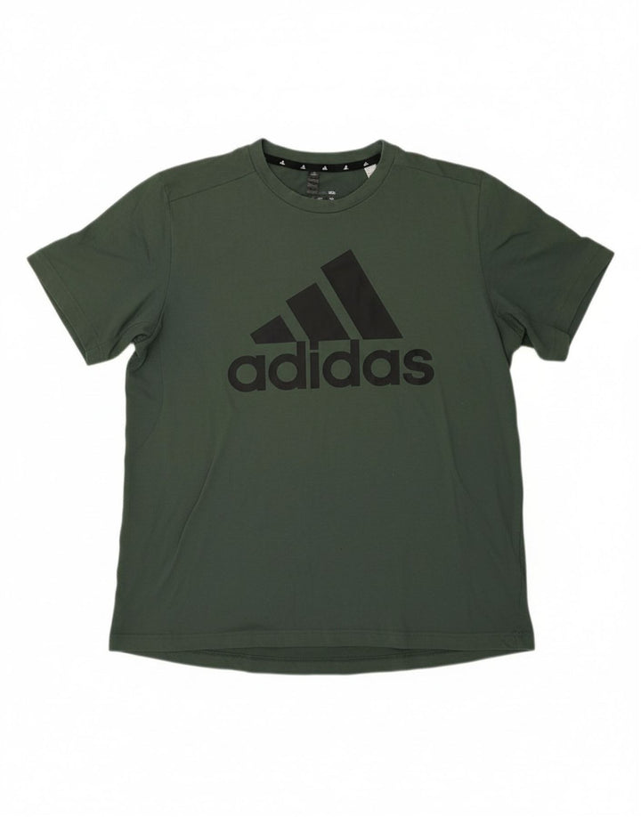ADIDAS Mens Graphic T-Shirt Top Large Green Polyester