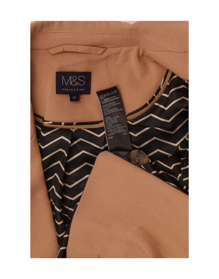 Женский пиджак на 1 пуговице Marks & Spencer, Великобритания 12, средний коричневый полиэстер