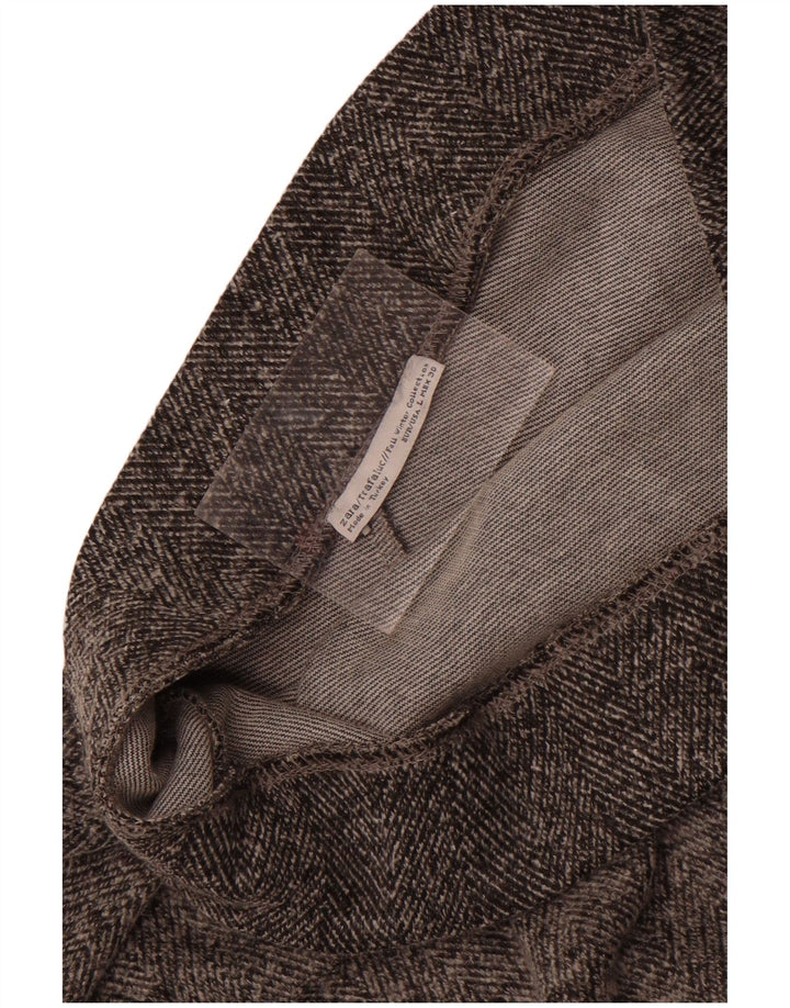 Zara Женская юбка-трапеция, большая W30, серая с узором «в елочку»