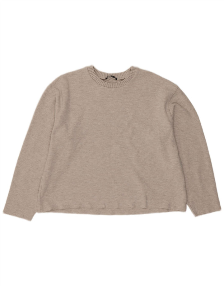 Женская укороченная блузка Zara UK 16, большой бежевый полиэстер
