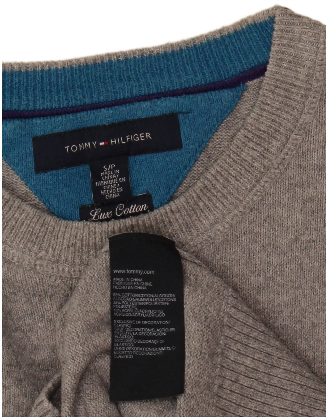 Мужской джемпер с круглым вырезом Tommy Hilfiger, маленький серый хлопковый свитер