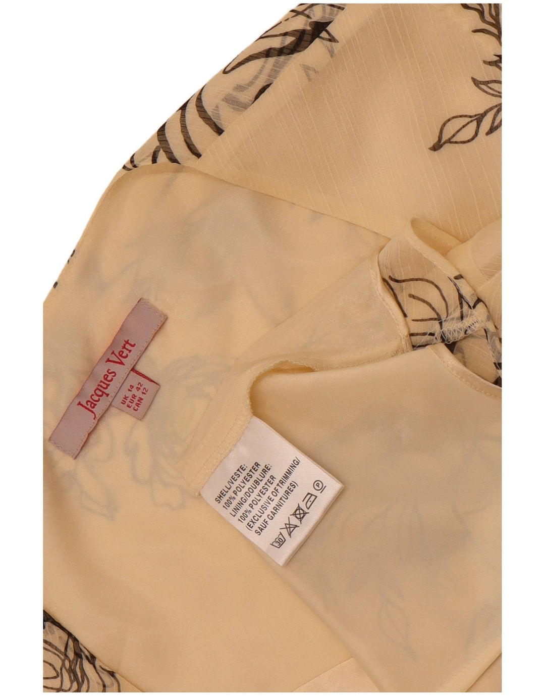 Женская блузка Jacques Vert Top UK 14, большой белый полиэстер с цветочным принтом