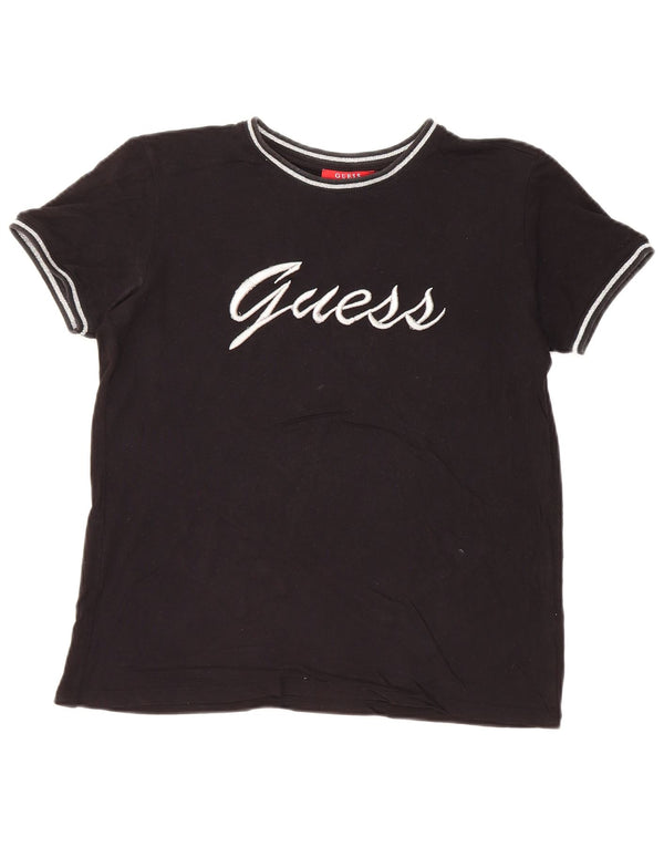 Женская футболка оверсайз с рисунком GUESS UK 6 XS, черная