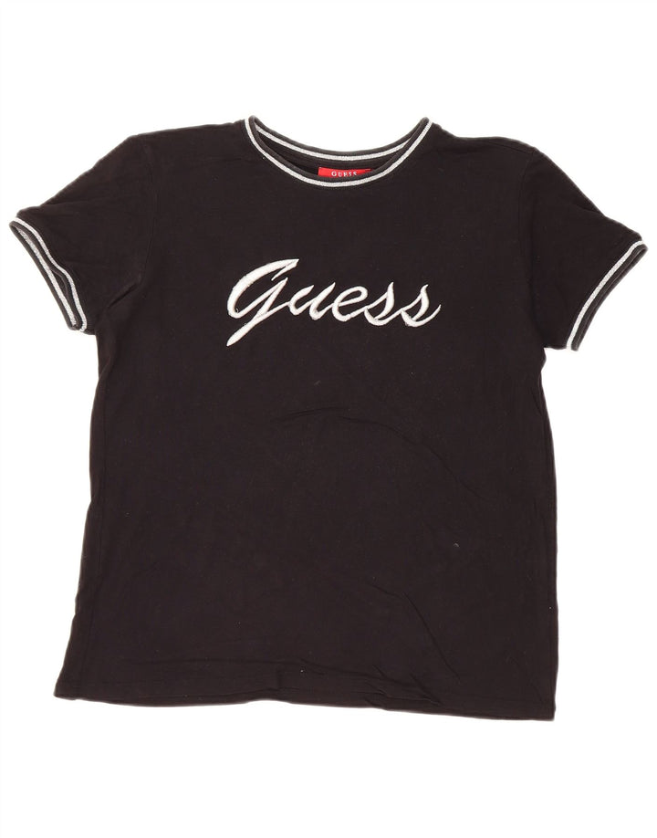 Женская футболка оверсайз с рисунком GUESS UK 6 XS, черная