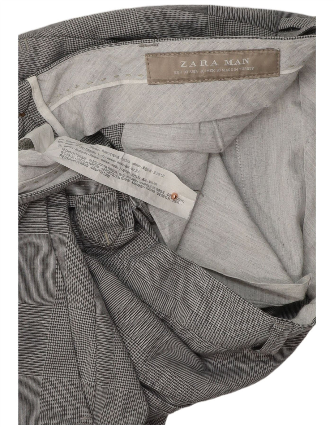 Мужские узкие брюки-чиносы ZARA EU 38 Small W30 L31 Серые с узором "гусиные лапки"