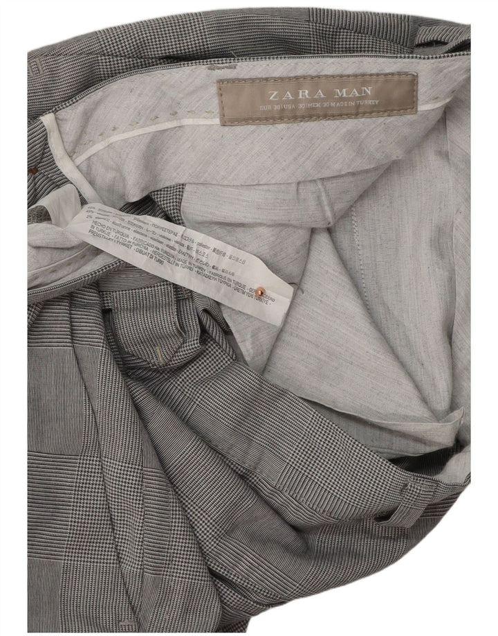 Мужские узкие брюки-чиносы ZARA EU 38 Small W30 L31 Серые с узором "гусиные лапки"