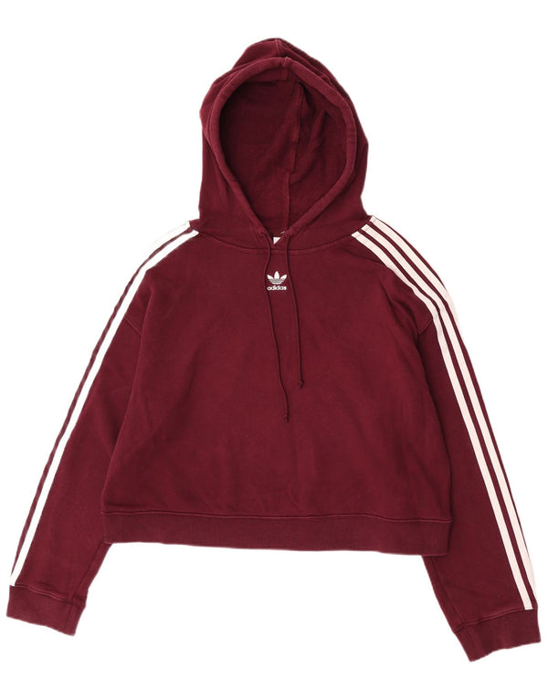 Женский укороченный джемпер с капюшоном Adidas UK 12, средний бордовый хлопок, хлопок