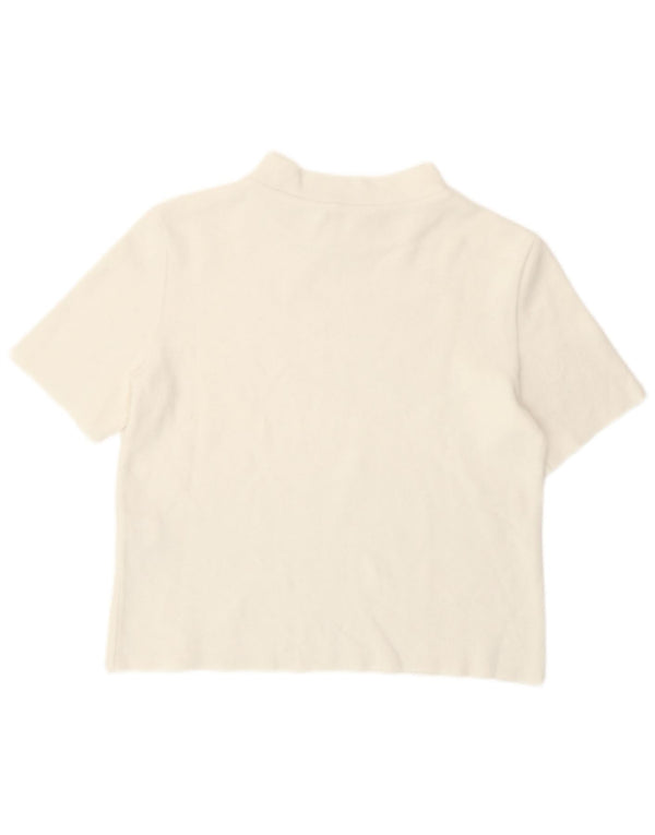 Zara Womens Crop T-Shirt Top UK 12 Medium White Cotton