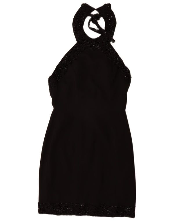 ВИНТАЖНОЕ женское платье с бретельками UK 12, средний черный