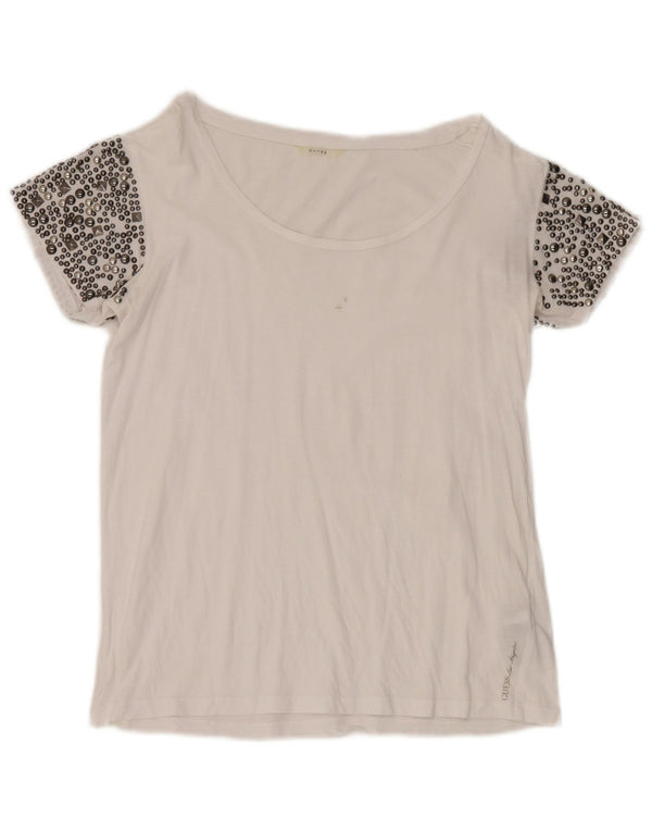 Женская футболка Guess Top UK 8, маленькая, белый хлопок