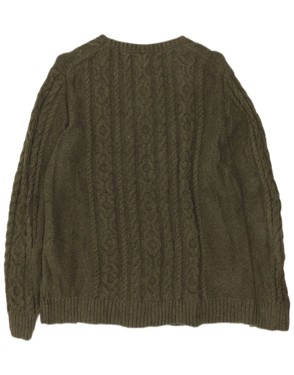 L.L.BEAN Womens Boat Neck Jumper Sweater UK 18 XL Khaki Cotton