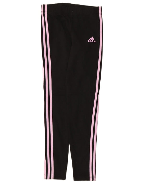 Леггинсы Adidas для девочек 13-14 лет, черные, хлопковые