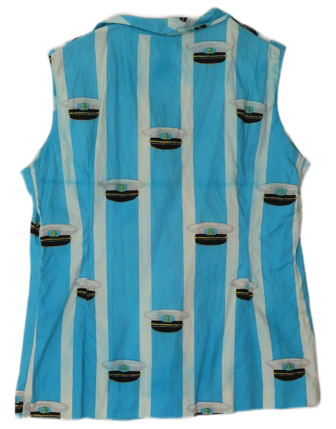 Женская блузка-рубашка без рукавов VINTAGE UK 16, большая синяя полоска