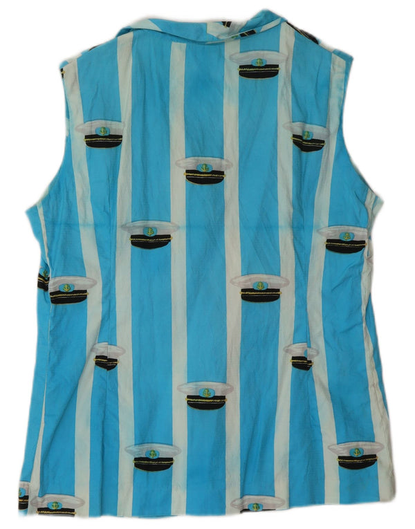 Женская блузка-рубашка без рукавов VINTAGE UK 16, большая синяя полоска