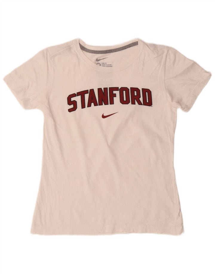 Женская футболка с графическим рисунком NIKE Stanford Slim Fit Top UK 12, средний белый