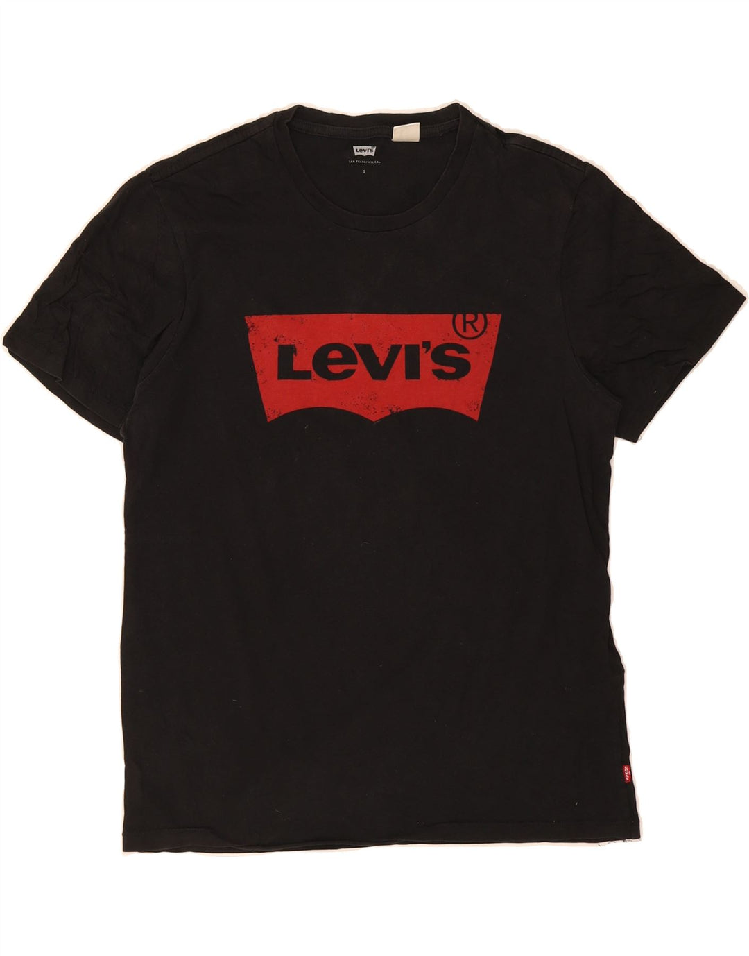 LEVI'S Mens Graphic T-Shirt Top Small Black Cotton Vintage Levi's and Second-Hand Levi's from Messina Hembry 