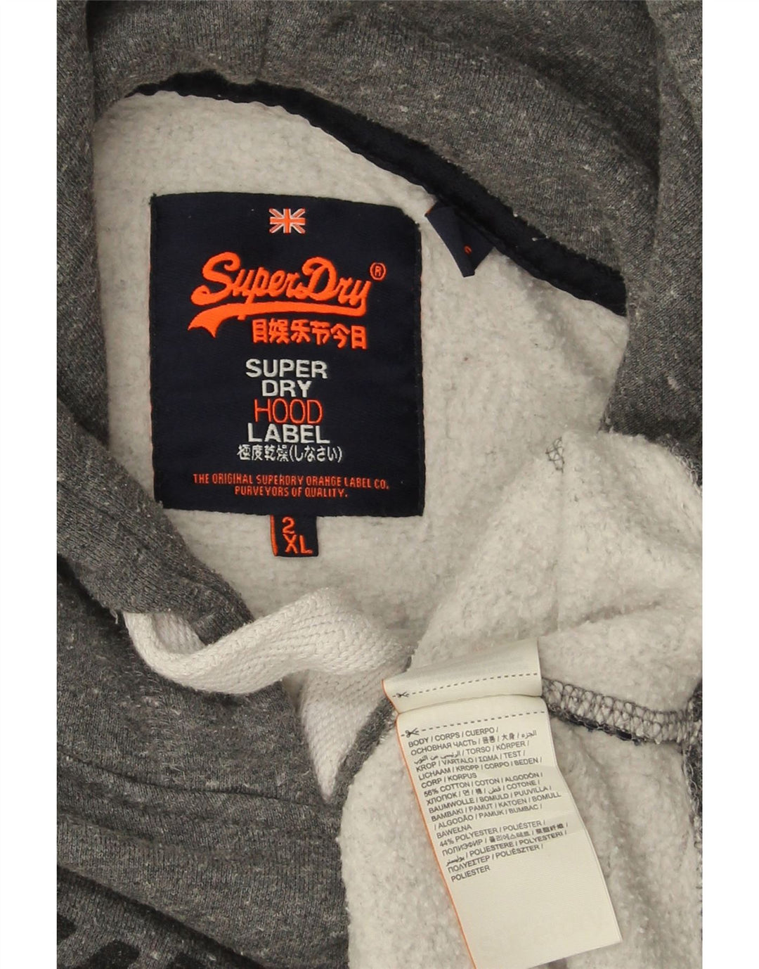 SUPERDRY Мужской джемпер с капюшоном с рисунком 2XL, серый хлопок в крапинку