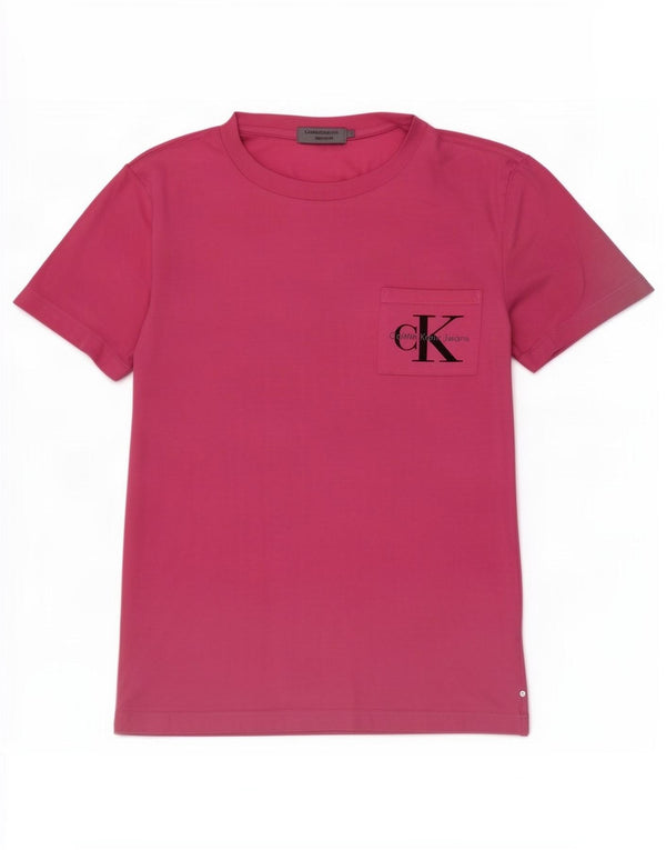 Женская футболка обычного кроя Calvin Klein Jeans Top UK 16, большой розовый хлопок