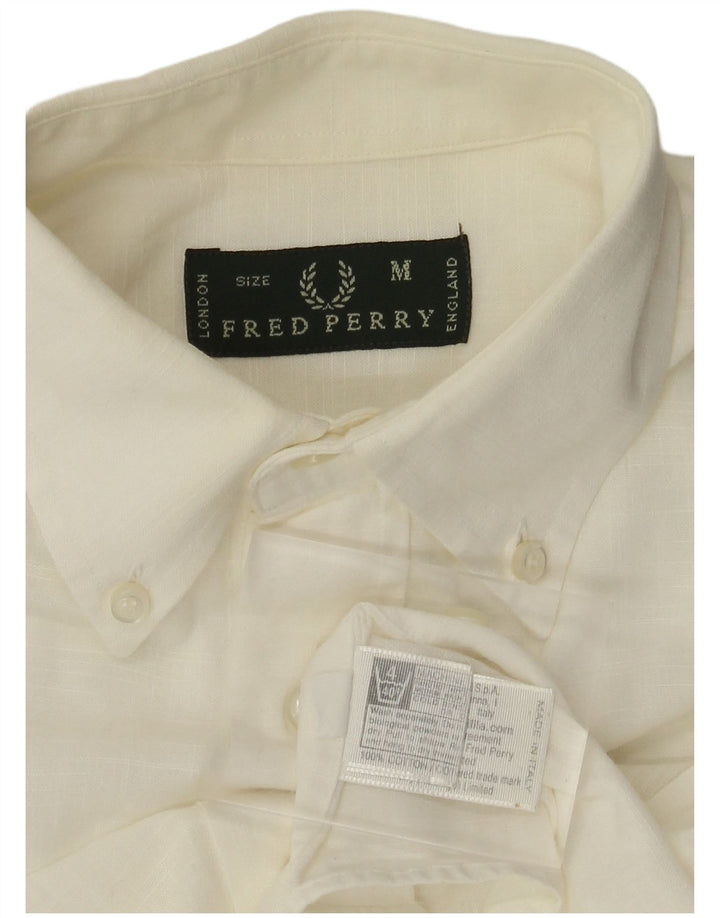 Мужская рубашка Fred Perry из хлопка среднего размера белого цвета