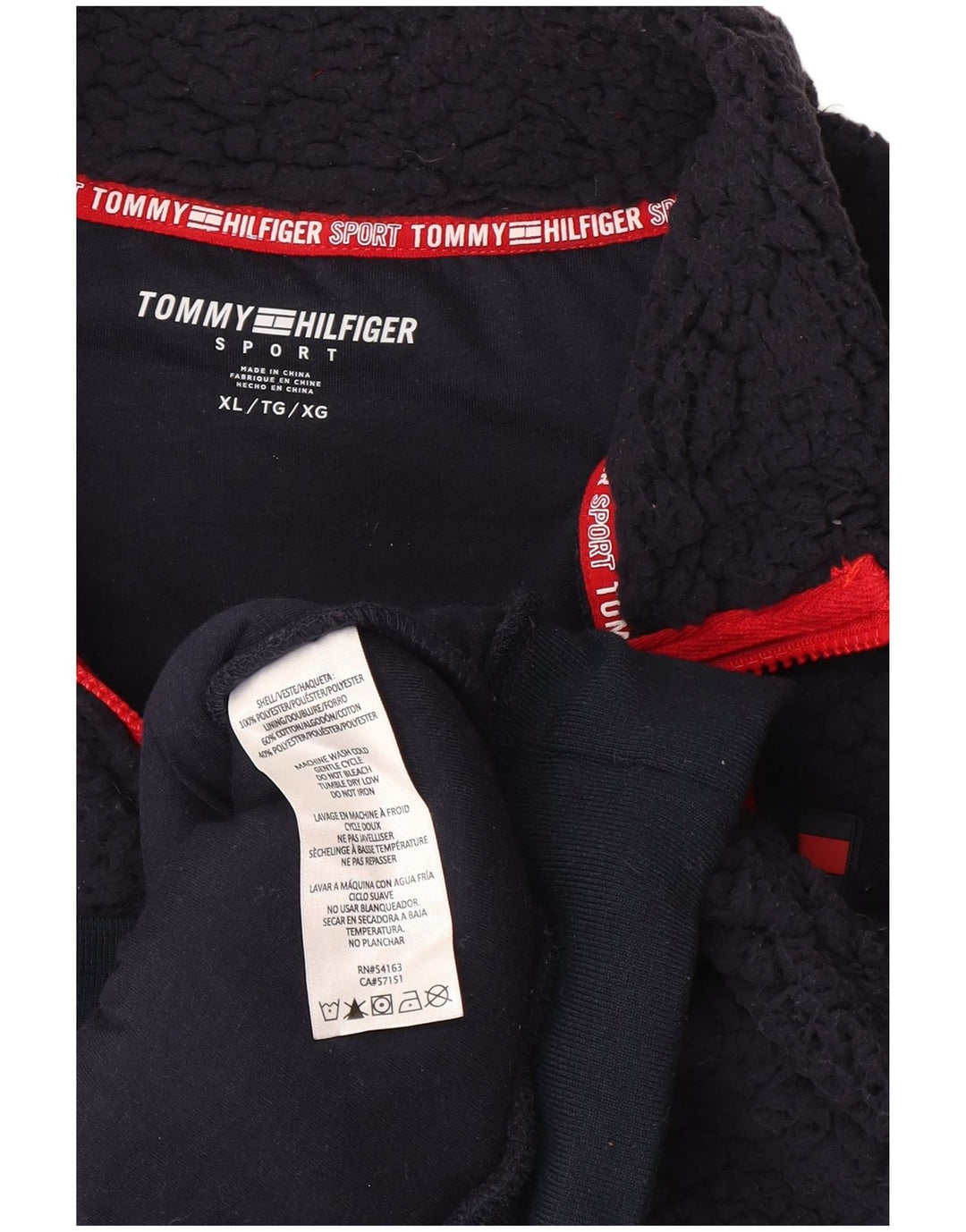 TOMMY HILFIGER Женский флисовый джемпер с воротником на молнии UK 18 XL Темно-синий полиэстер