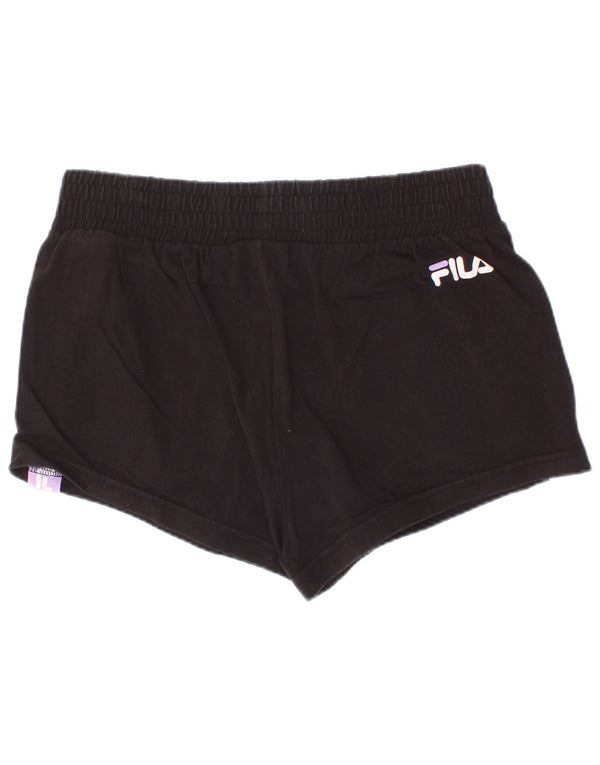 Спортивные шорты Fila для девочек с рисунком, 11–12 лет, черные, хлопок с цветными блоками