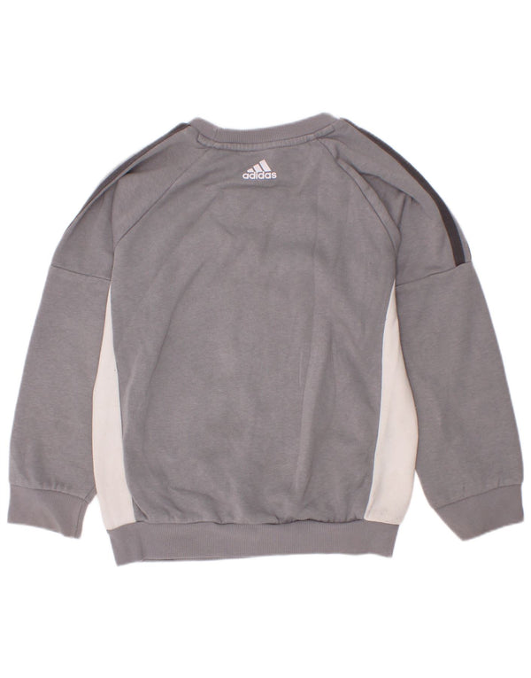 Джемпер с рисунком Adidas для мальчиков 6–7 лет, серый хлопок с цветными блоками