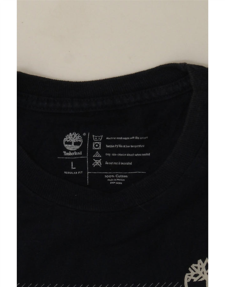 Мужская футболка Timberland стандартного кроя с рисунком, большой темно-синий хлопковый топ