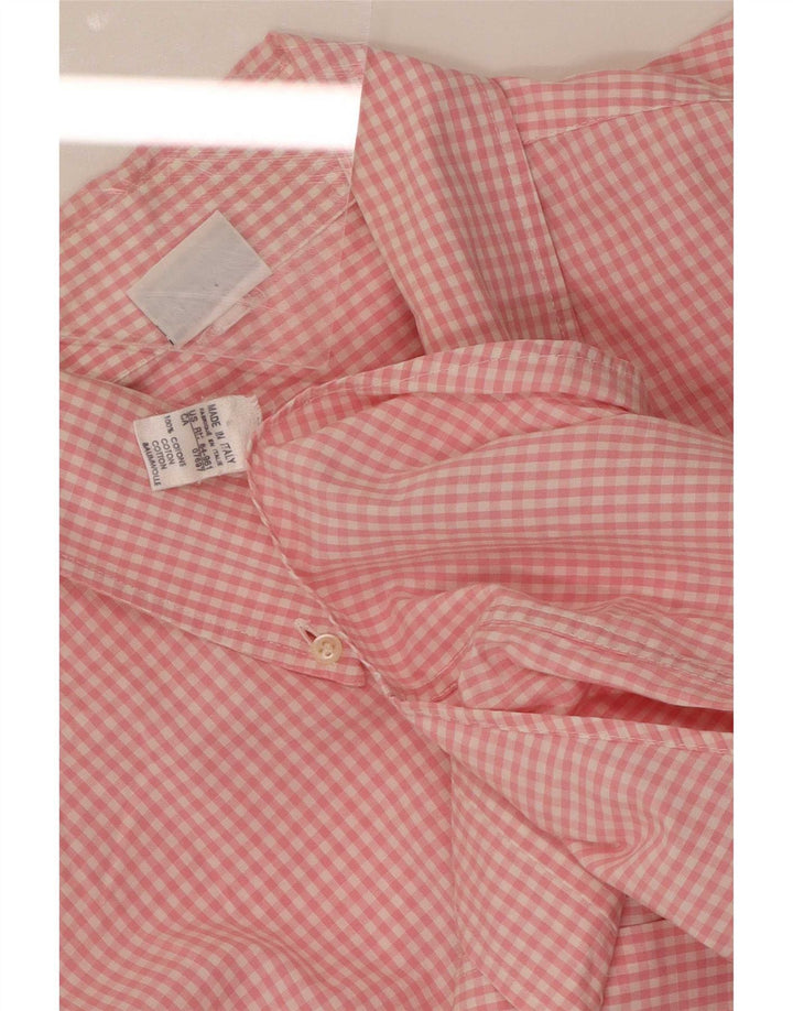 Мужская рубашка Benetton, большая розовая хлопковая клетка в мелкую клетку