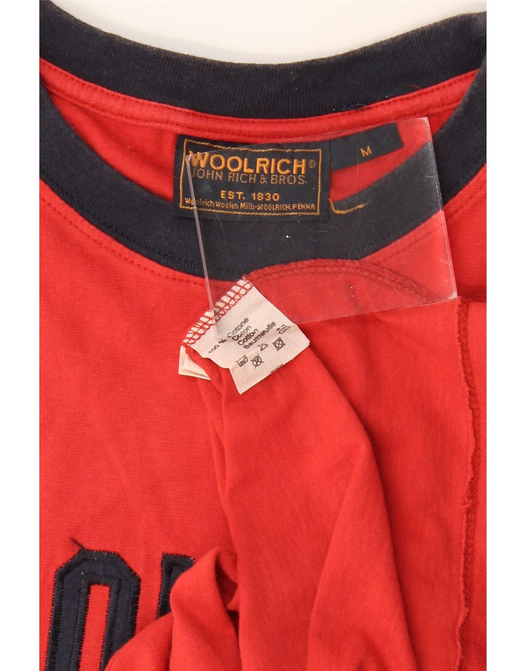 Мужская футболка WOOLRICH с рисунком, хлопковая, среднего размера, красного цвета