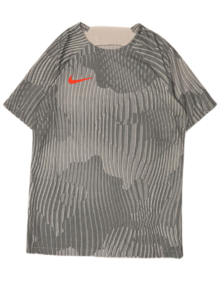 Мужская футболка Nike из полиэстера среднего серого цвета в полоску