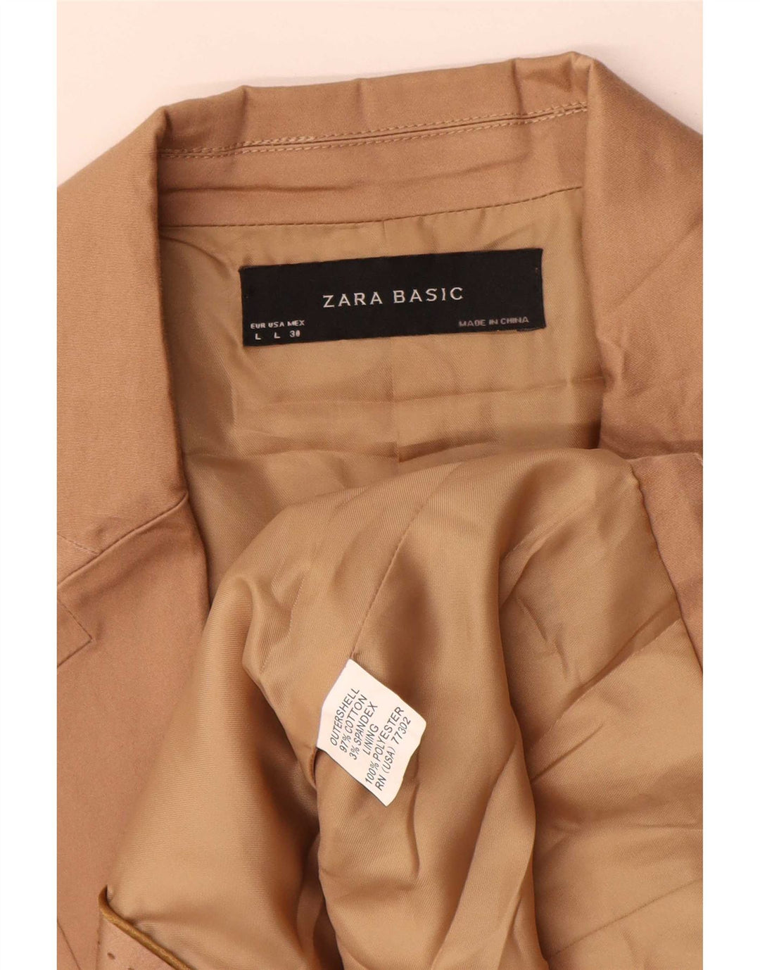 Женский пиджак Zara на 2 пуговицах, Великобритания 14, большой размер, бежевый хлопок