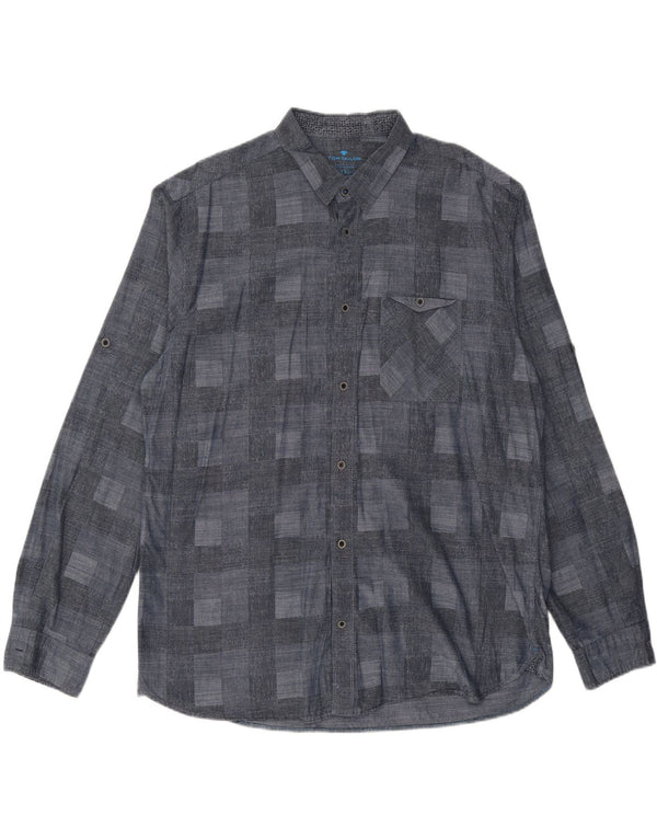 TOM TAILOR Мужская рубашка 2XL Темно-синяя с геометрическим узором