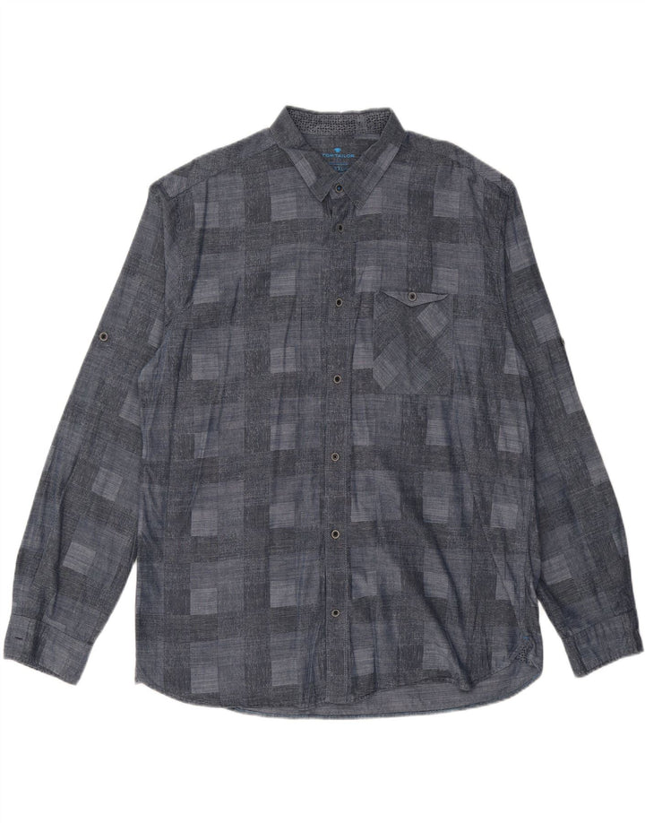 TOM TAILOR Мужская рубашка 2XL Темно-синяя с геометрическим узором