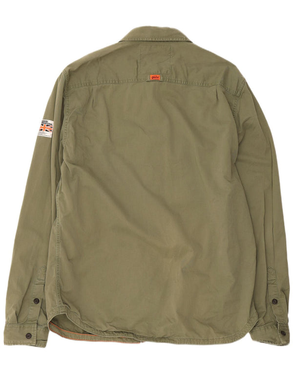 Мужская рубашка в стиле милитари Superdry 2XL, цвет хаки, хлопок