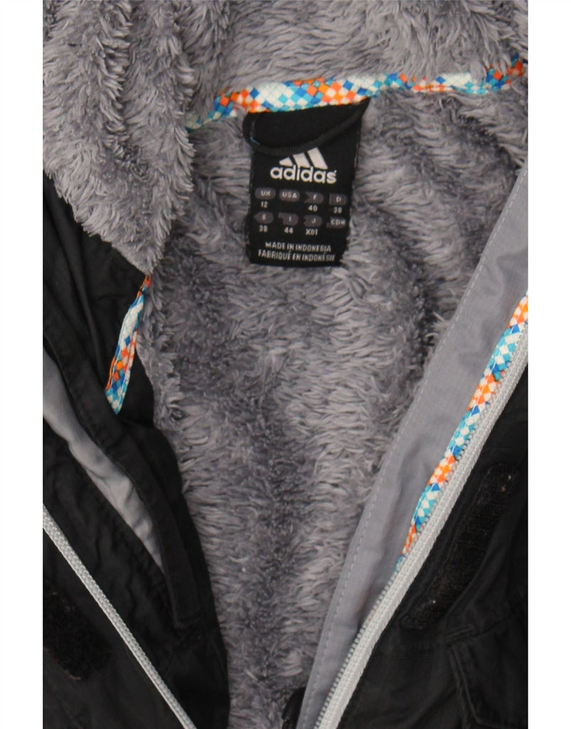 ADIDAS Womens Climalite Hooded Windbreaker Coat UK 12 Medium Black Nylon Vintage Adidas and Second-Hand Adidas from Messina Hembry 