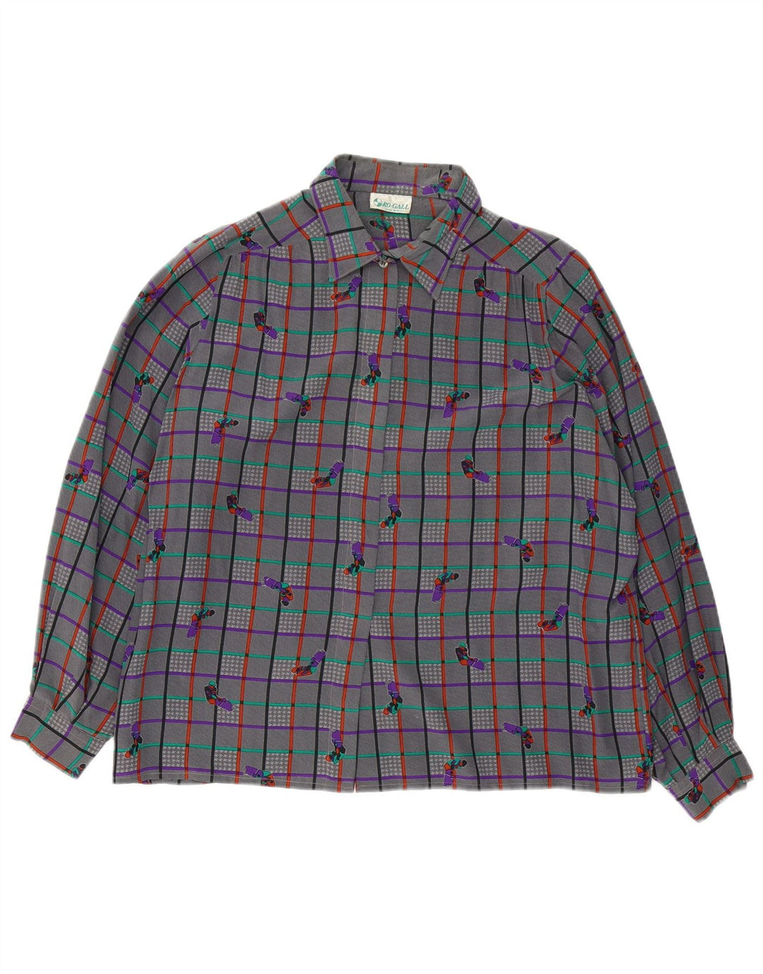 Винтажная женская блузка-рубашка UK 18 XL серая клетка