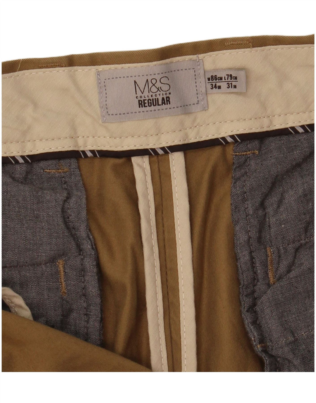 Мужские брюки-чиносы Marks & Spencer W34 L31 цвета хаки, хлопок