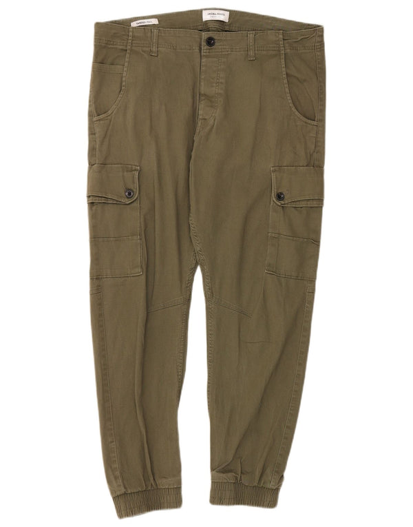 Мужские зауженные брюки-карго Jack & Jones Paul W36 L28, хлопок цвета хаки