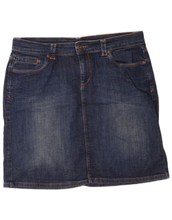 Женская мини-юбка джинсовая Marks & Spencer UK 14, большая W34, темно-синяя, хлопок