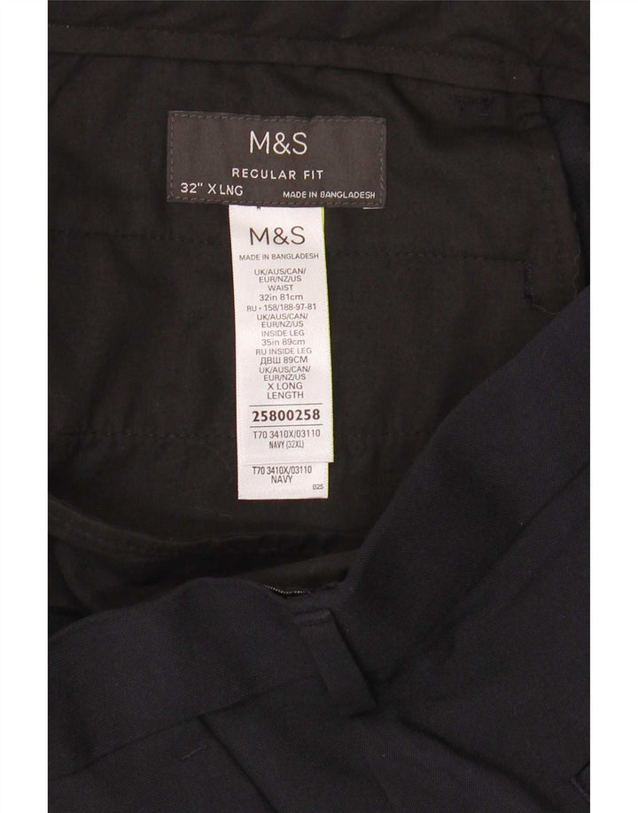 Мужские брюки чиносы Marks & Spencer W32 L35 темно-синие, полиэстер стандартного кроя
