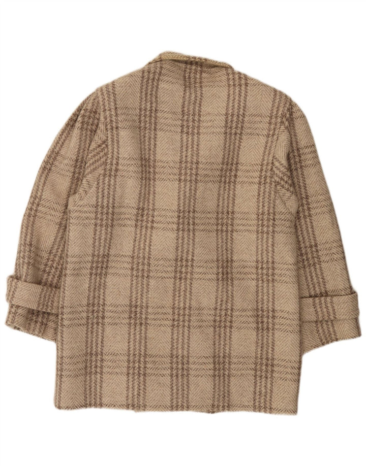 Мужской двубортный пиджак C&A, Великобритания 38, средний бежевый, шерсть с узором «гусиные лапки»