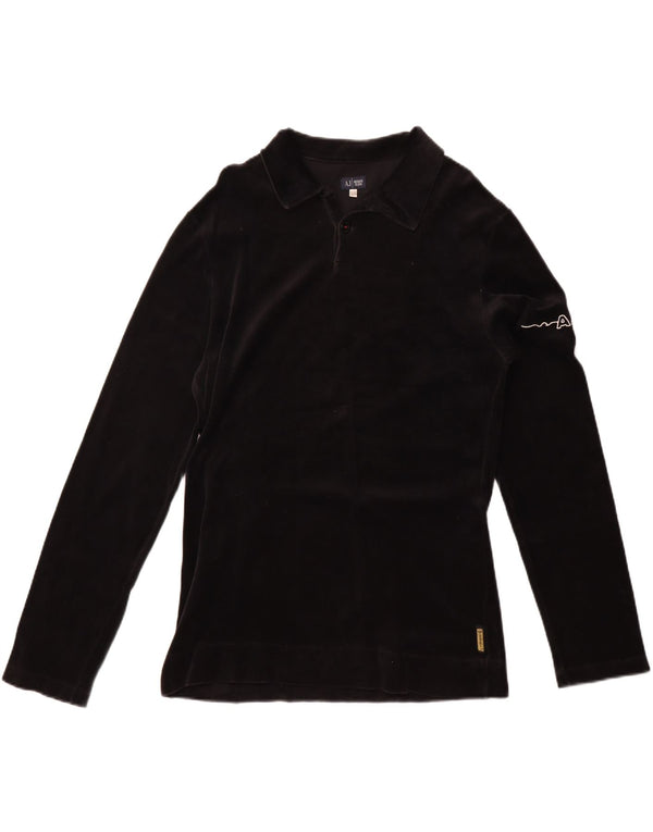 Мужская бархатная рубашка-поло с длинным рукавом Armani Jeans XL, черный хлопок