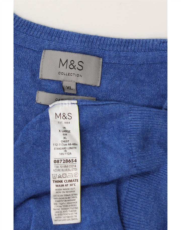 Мужской джемпер с v-образным вырезом Marks & Spencer XL, синий акрил