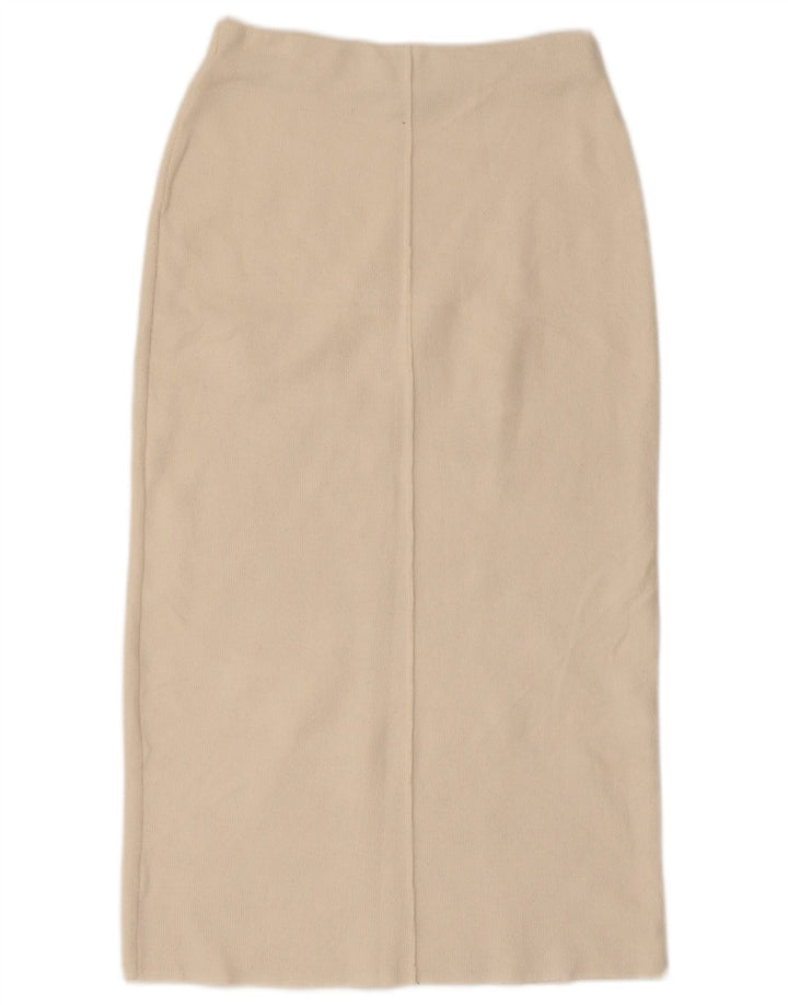 Женская трикотажная юбка миди Zara, маленькая W26 Off White