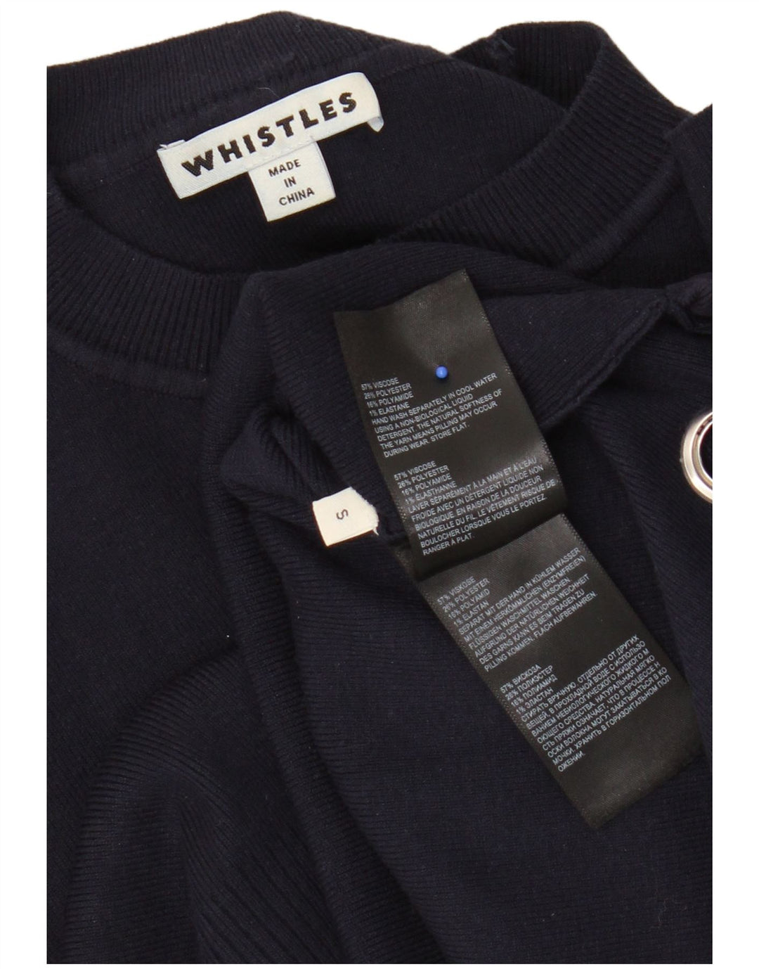 Женский укороченный джемпер с круглым вырезом Whistles UK 10, маленький темно-синий