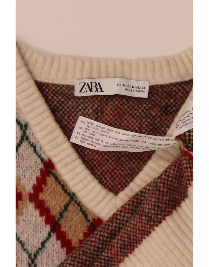 Женская укороченная майка Zara UK 14, средний разноцветный аргайл/бриллиант