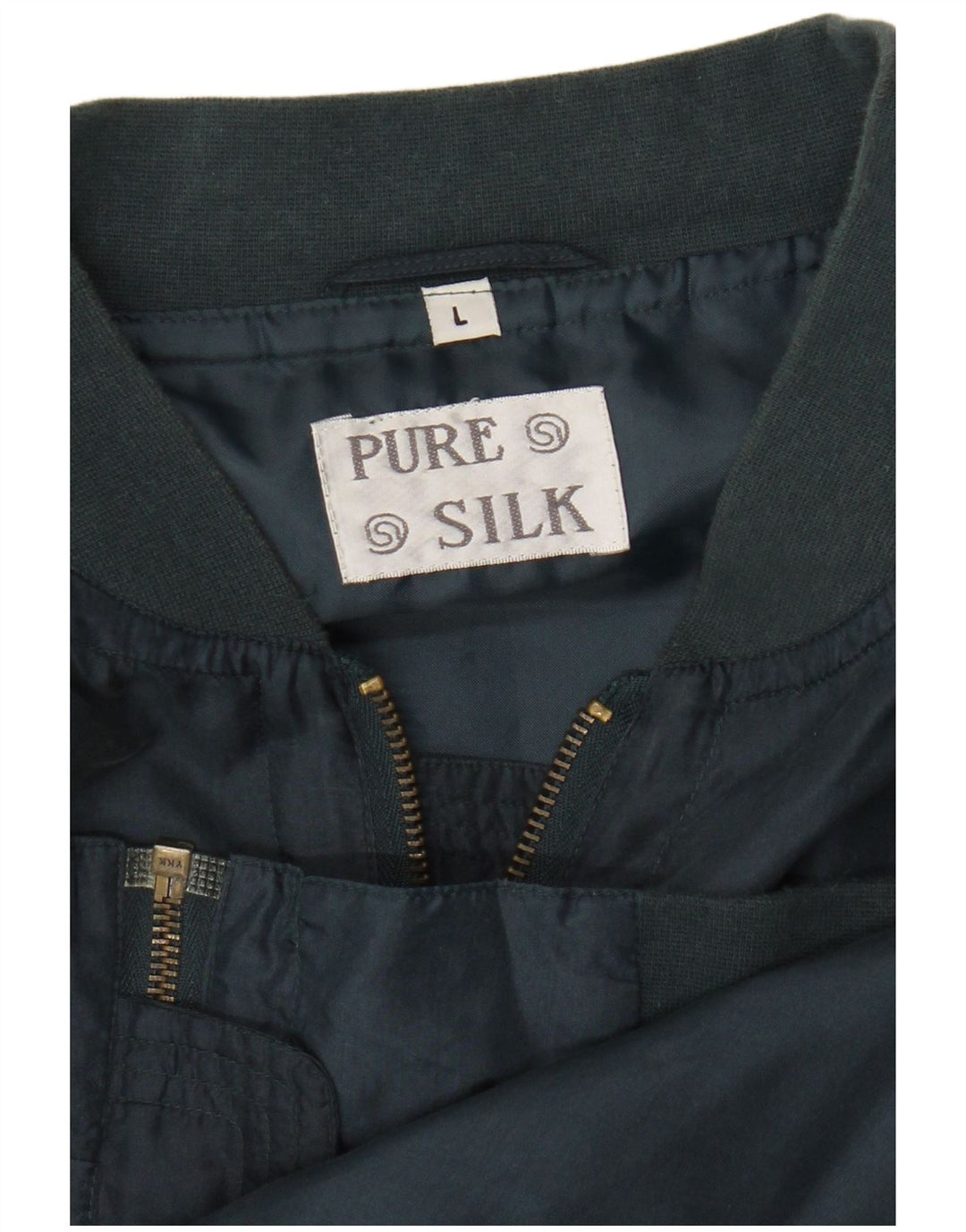 Винтажная мужская куртка-бомбер UK 40, большая темно-синяя шелковая ткань