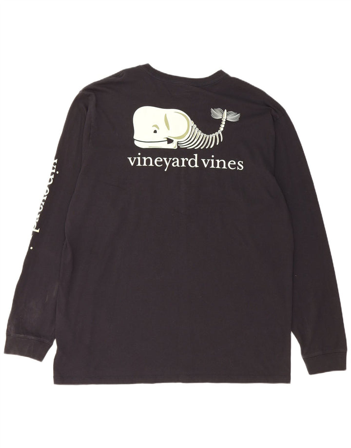 VINEYARD VINES Мужской топ с рисунком с длинным рукавом XL, черный хлопок
