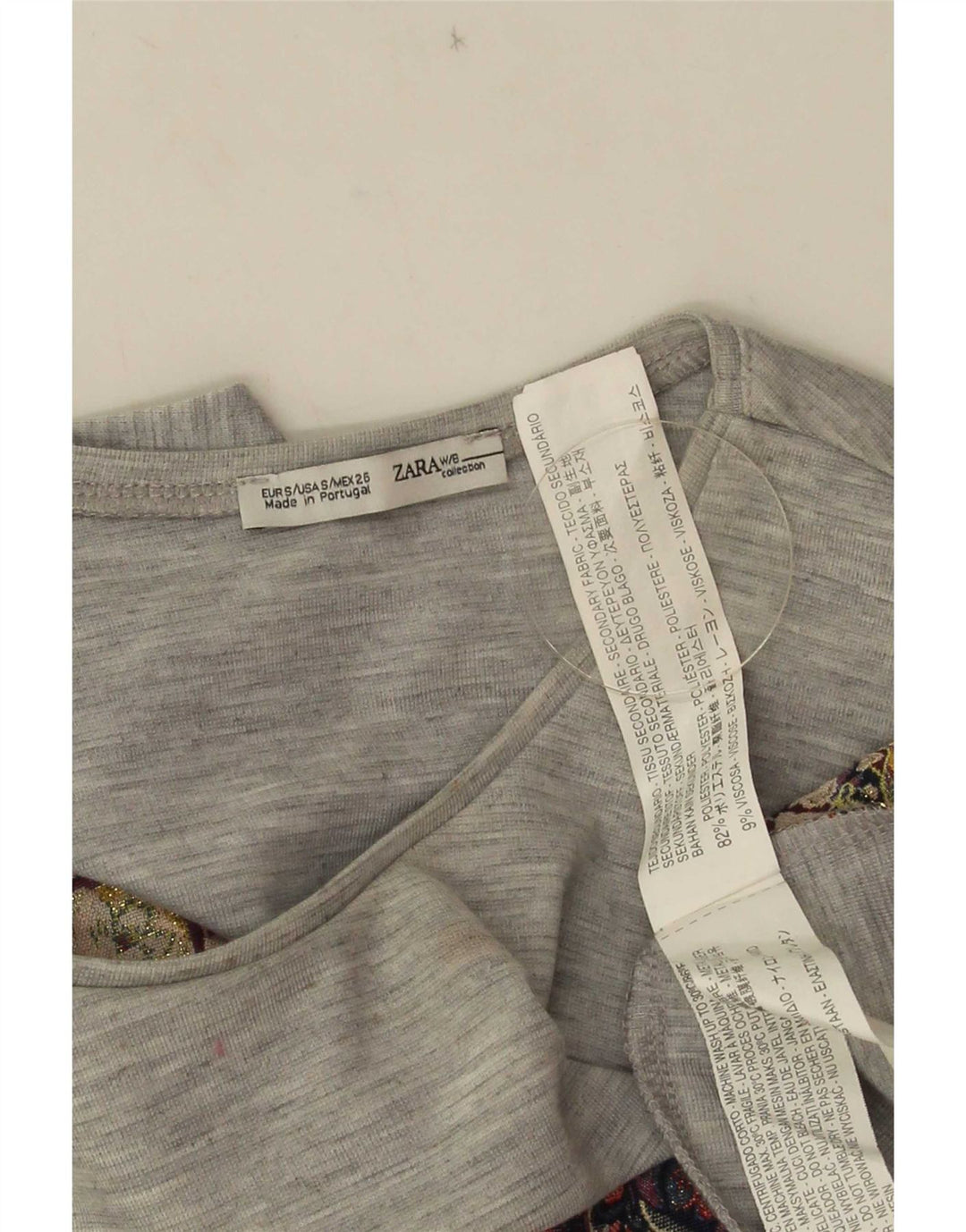 Женский укороченный жилет Zara UK 10, маленький серый полиэстер с цветочным принтом