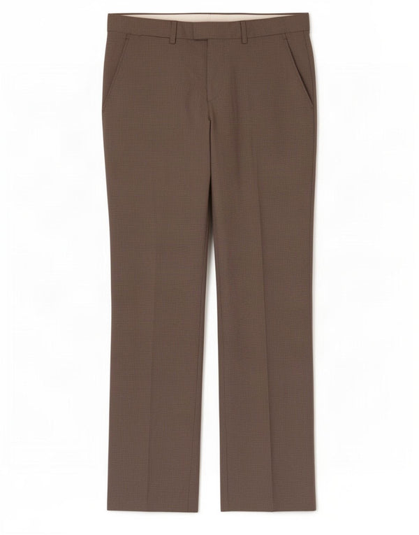 Мужские прямые костюмные брюки Zara EU 38 Small W30 L32 Коричневые с узором «гусиные лапки»